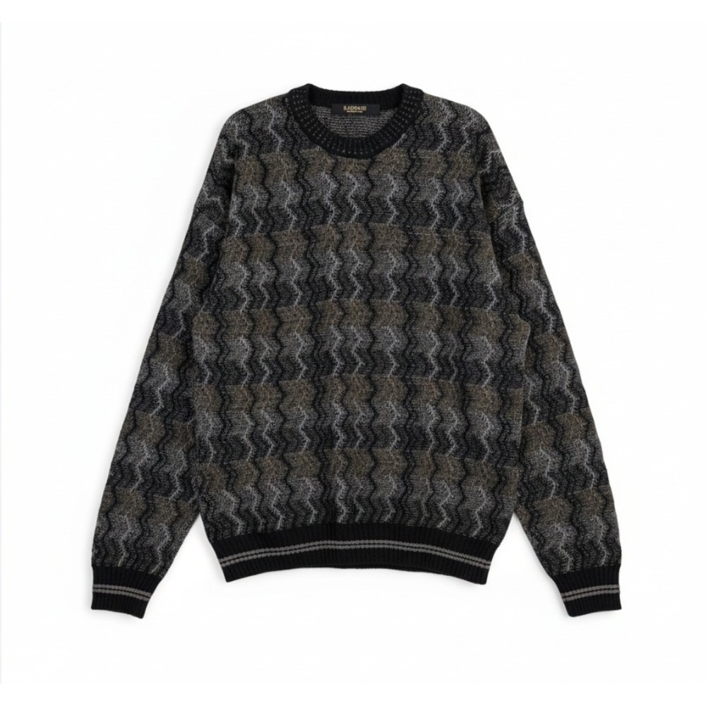 Bachrach Mens Vintage Wool Blend Zig Zag 3D Knit Coogi Style Cosby Sweater Large